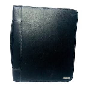 Franklin Covey Classic Binder Black Leather 3 Ring Work Organizer Planner Zipper